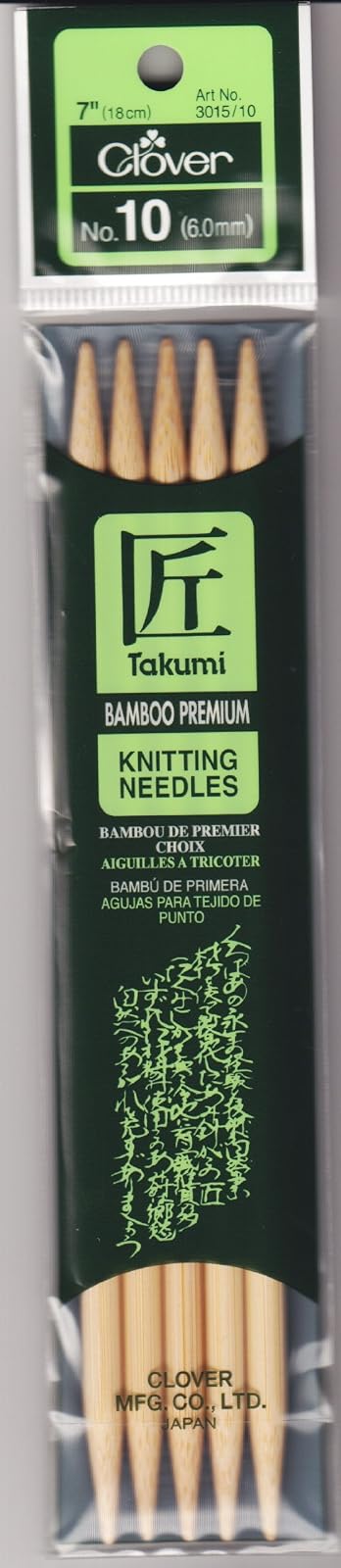 Clover Takumi Bamboo Double Point Knitting Needles 7 5/Pkg-Size 10/6mm