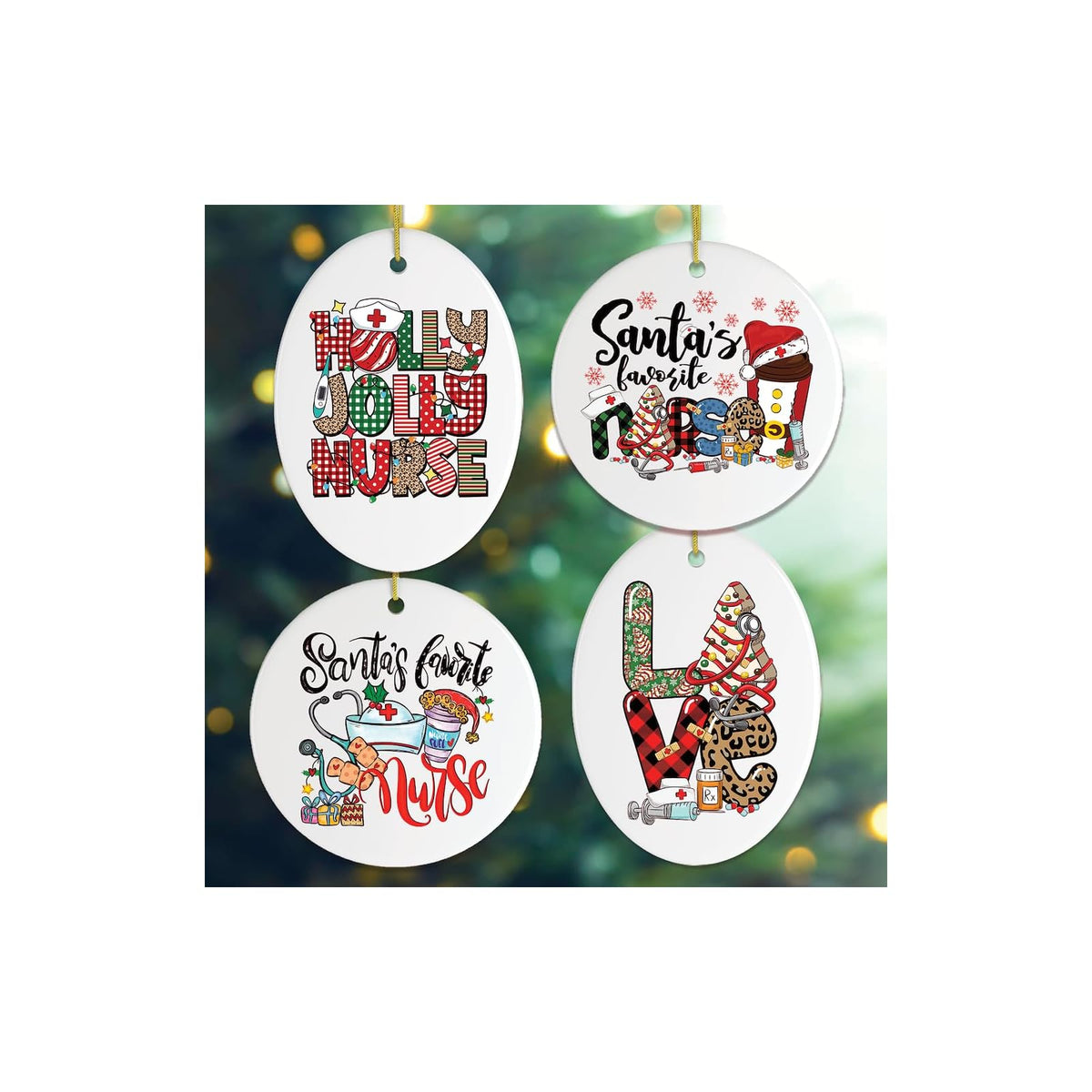 OrnamentallyYou Hanging Ornament, Santa's Favorite Nurse Christmas Ornament Bund