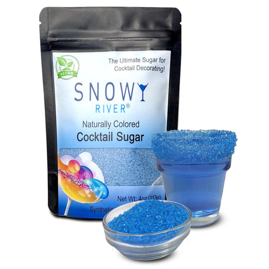 Ultimate Baker Snowy River Sky Blue Cocktail Sugar - Kosher Certified Naturally Colored Sky Blue Cocktail Rimmer (4oz, Medium Crystal)