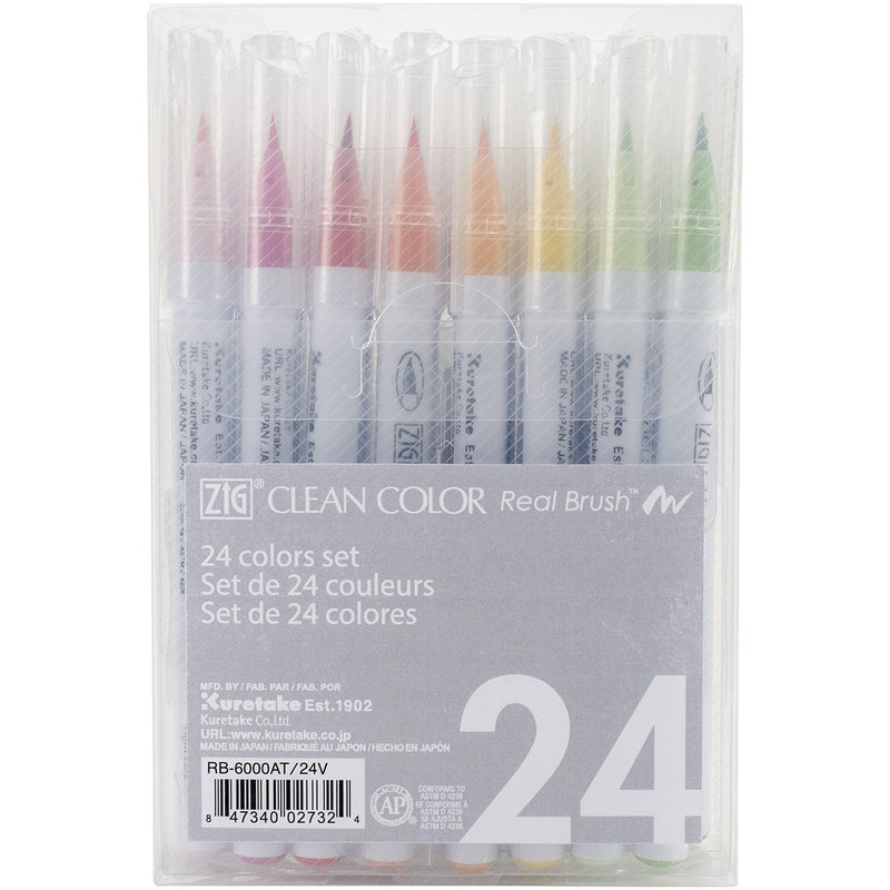 Kuretake Watercolor Brush Pens, 24 Colors Set