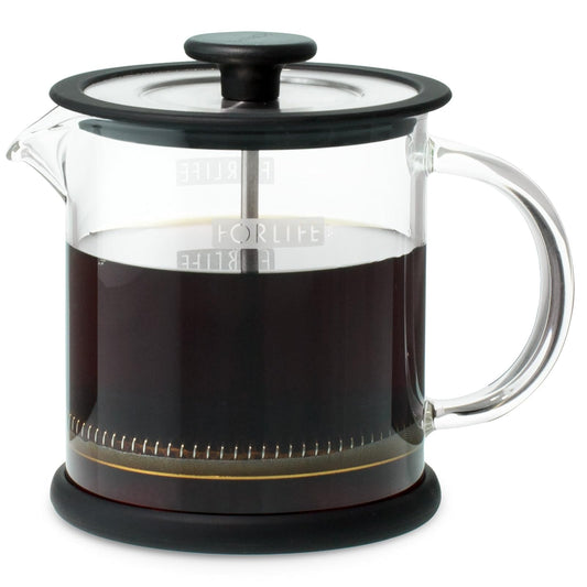 FORLIFE Cafe Style Glass Coffee/Tea Press, 16-Ounce, Black