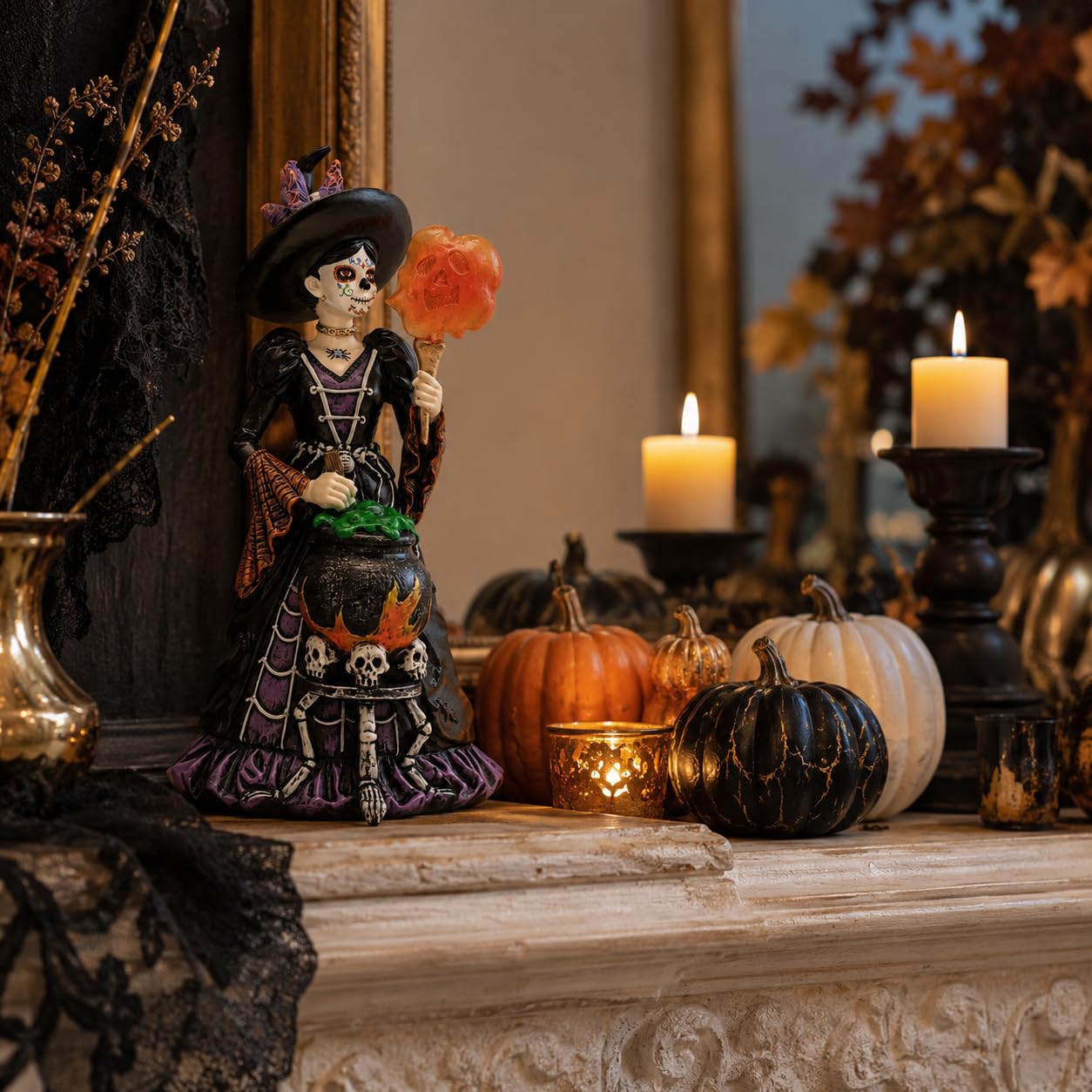 Comfy Hour 8.3 Inch Day of the Dead Witch Figurine, Catrina Decor
