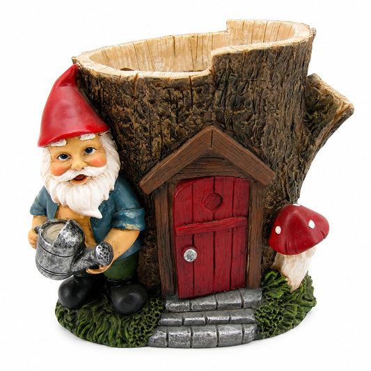 Comfy Hour Seed Soil and Yard Collection Resin Garden Gnome's House Flower Jar Dwarf Figurine, Planter