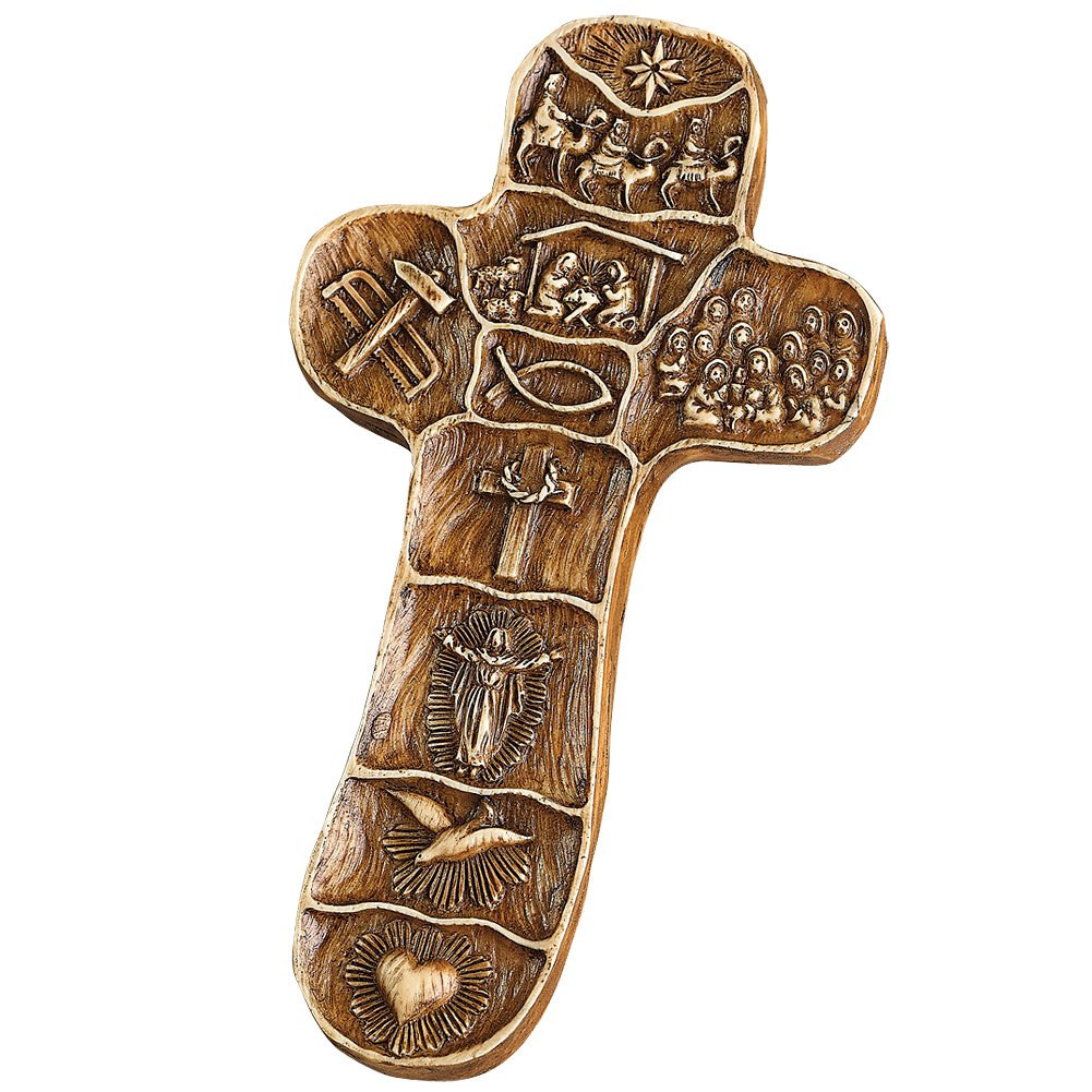 5" Christ Story Palm Cross W/Story Box Display by Roman