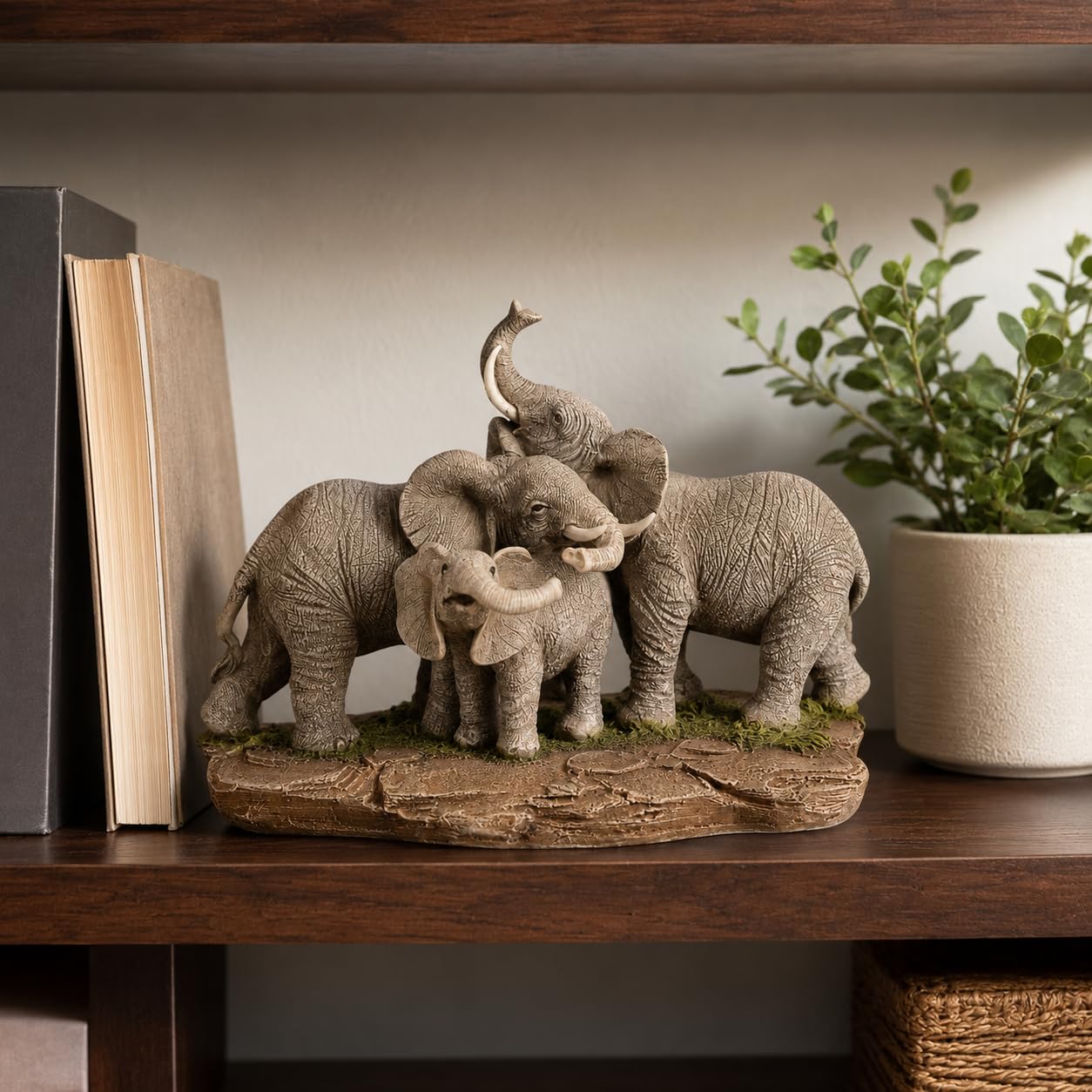 Comfy Hour 9.2 Inch Elephant Statue, Family Decor, Set of 1
