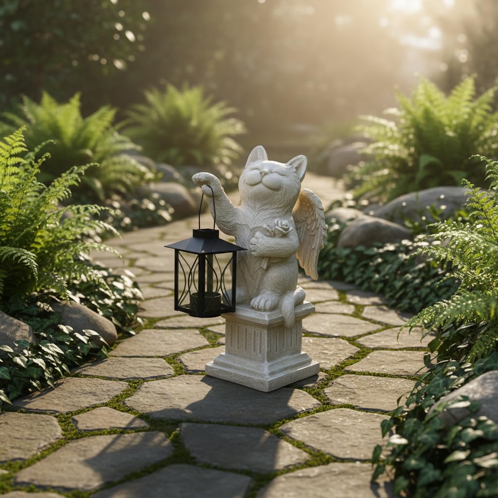 Comfy Hour 12.6 Inch Cat Angel Statue Outdoor, Memorial Figurine