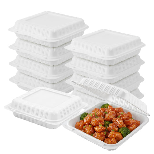 ProTakeOut Food Storage Container, 9" x 9" x 3", White