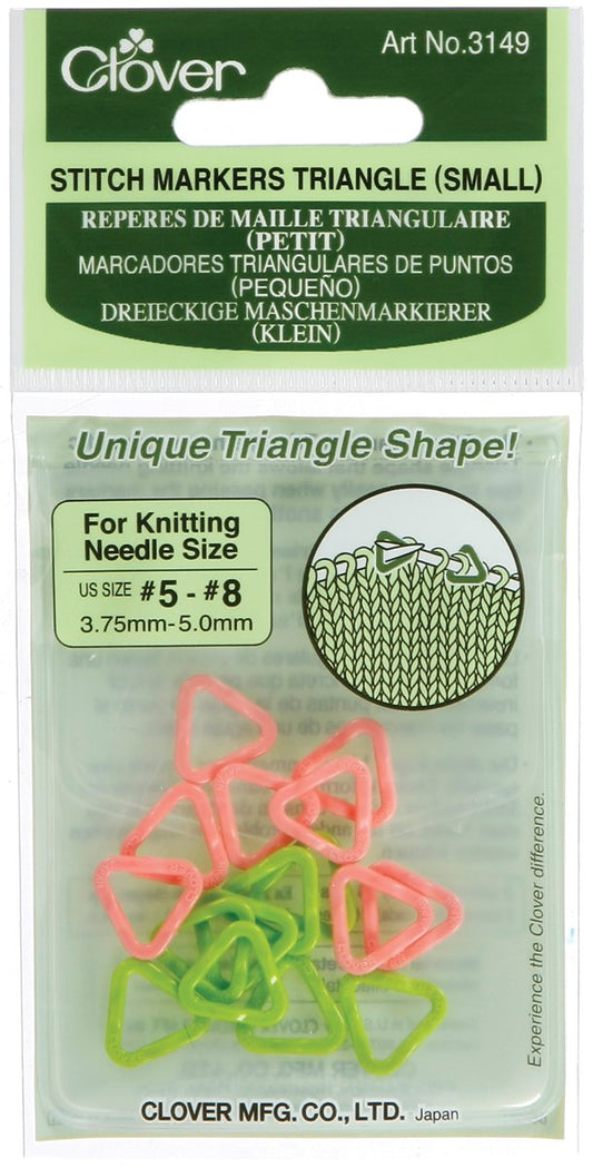 CLOVER Stitch Markers, Triangle, 16-Pieces Small, Pink/Green