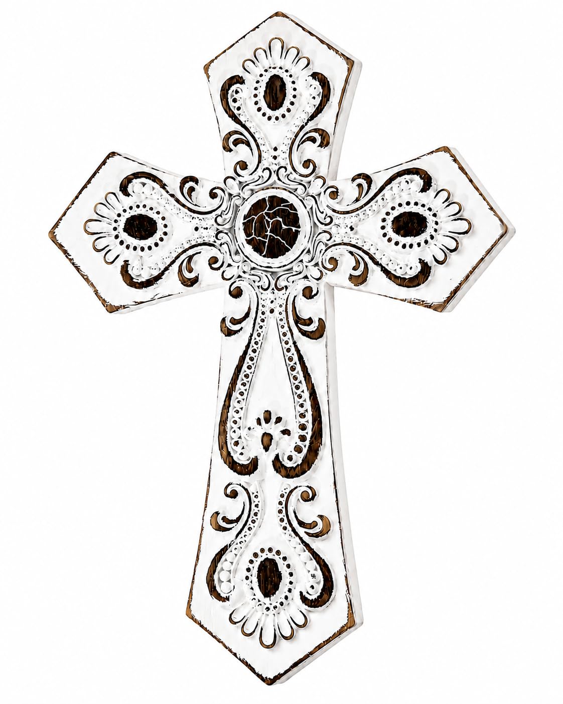 Comfy Hour 12 Inch White Cross for Wall, Rustic Wall Cross Decor