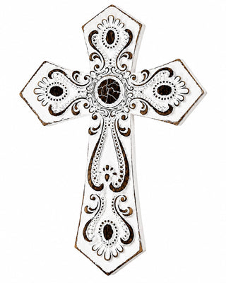 Comfy Hour 12 Inch White Cross for Wall, Rustic Wall Cross Decor