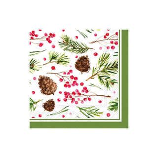ihr SINCE 1977 Disposable Napkin, 5" x 5", Pinecone Pattern