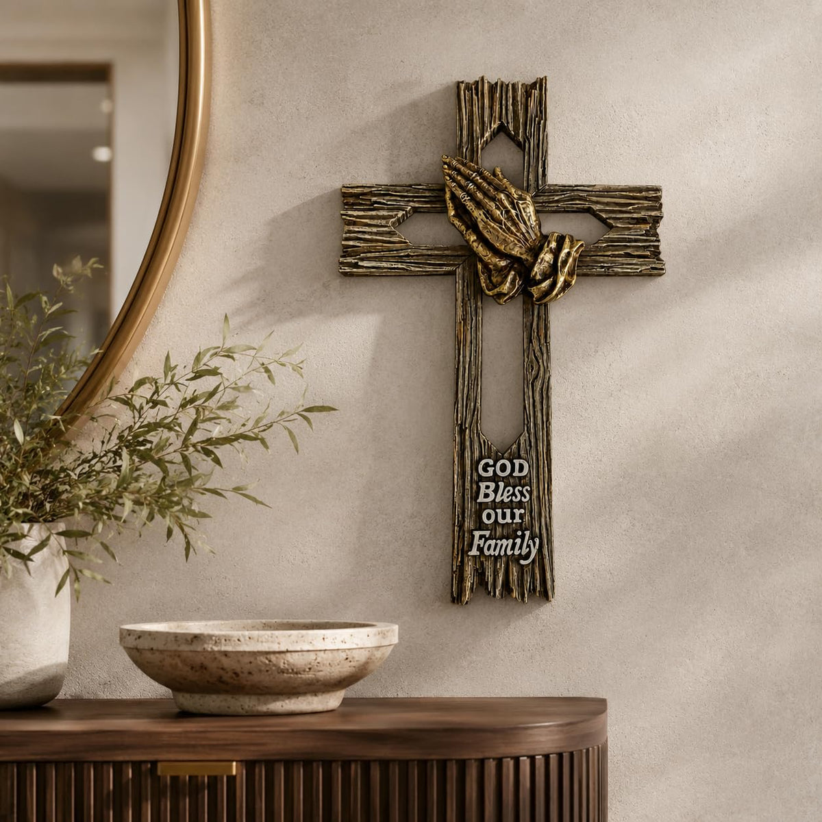 Comfy Hour Wall Art, 7.5"L x 1.1"W, Faux Wood Tone with Antique Bronze-Tone Deta