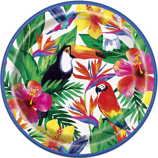 Unique Industries Palm Tropical Luau Paper Plates, 8 Ct., 9"