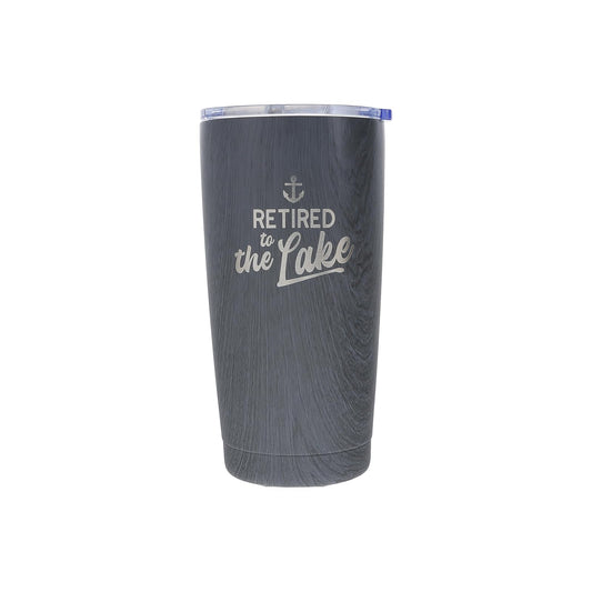 Pavilion - Retired To The Lake - 20 Oz 592 mL Travel Tumbler Coffee Mug Tea Cup Drinkware With Slide Open Lid Women For Her Men For Him Retiring Retirement Coworker Cottage Lakehouse Present Gift