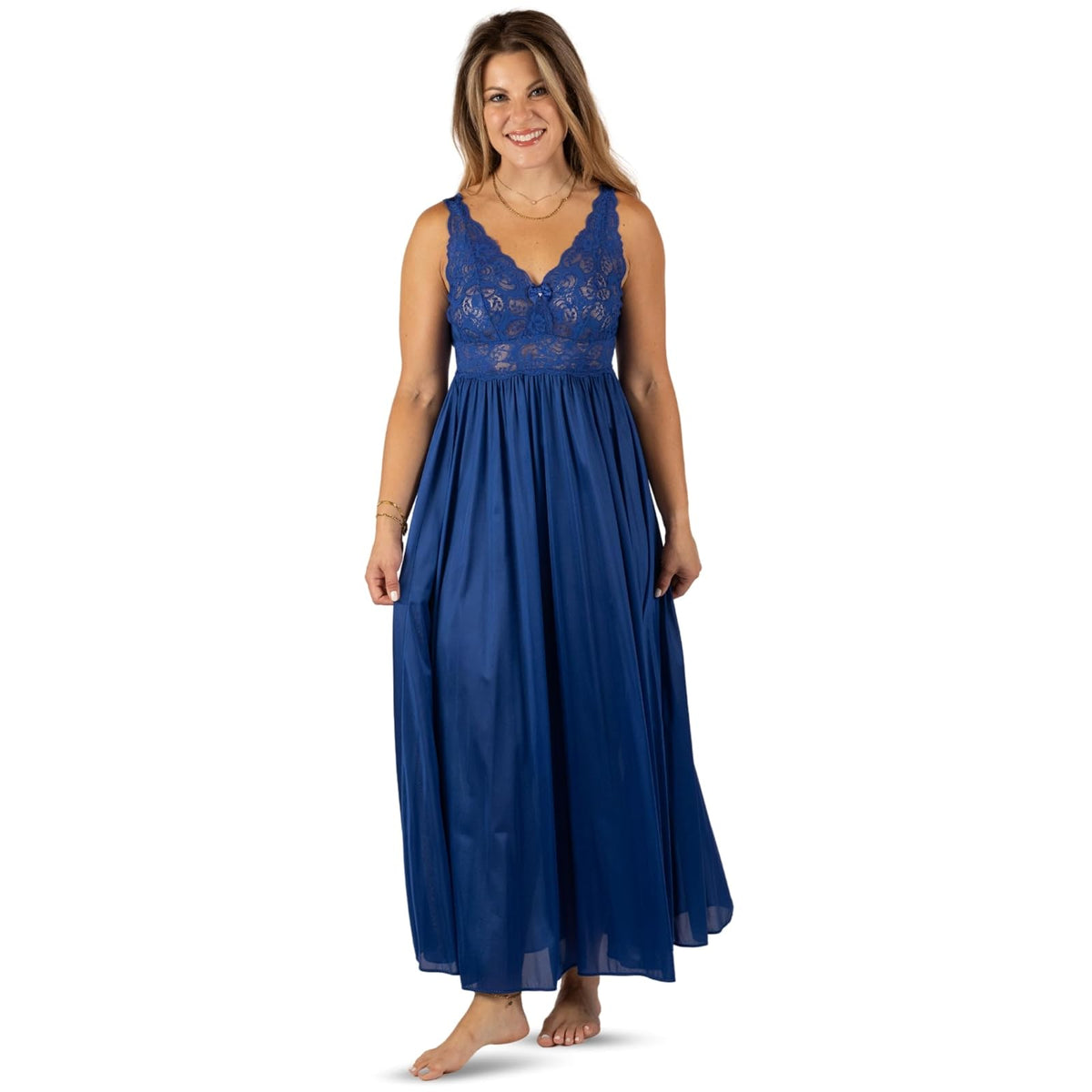 Shadowline Nightgown Nightshirt, 2X Plus, Navy