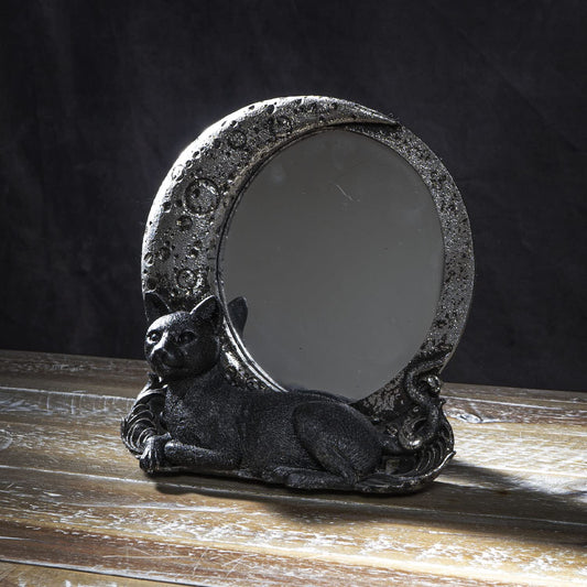 Pacific Trading Giftware Moon Mirror with Iniquitous Black Cat