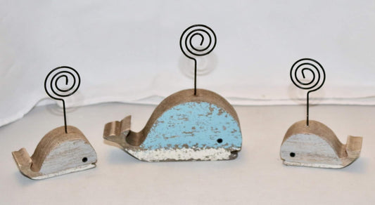 Primitives by Kathy 103281 Wood Photo Holder Blocks, Set of 3, Whales