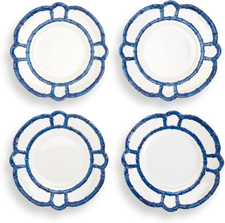 Two's Company Set of 4 Blue Bamboo Touch Accent Plate