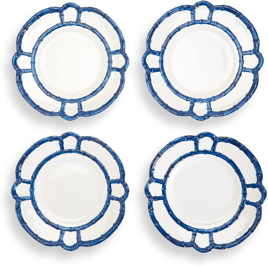 Two's Company Set of 4 Blue Bamboo Touch Accent Plate