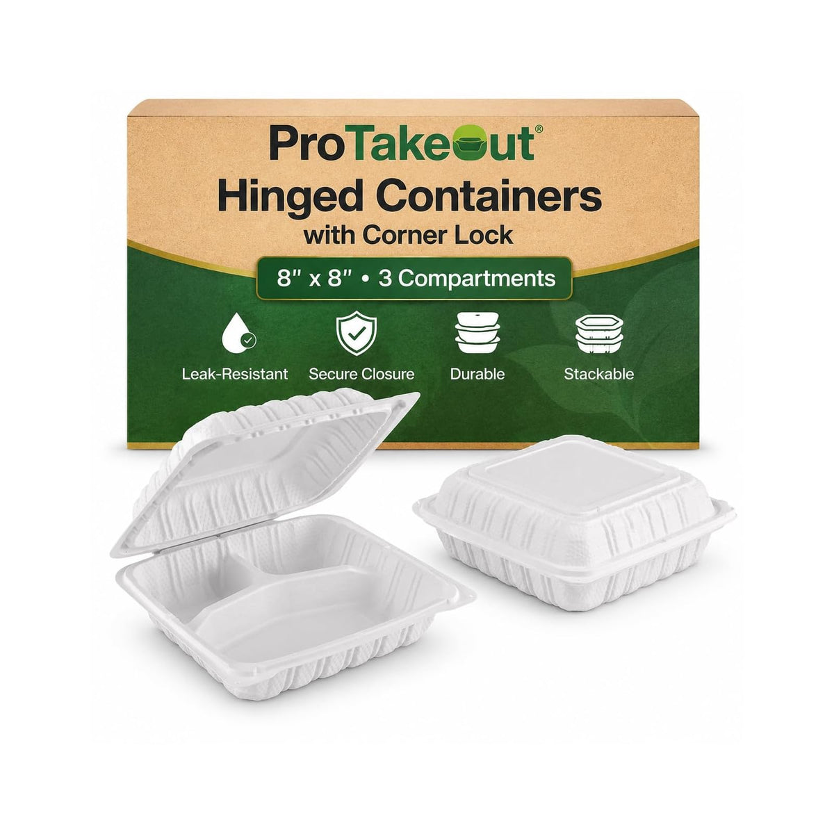ProTakeOut Food Storage Container, 8 x 8 inches, White