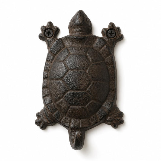 Comfy Hour 5.5 Inch Cast Iron Turtle Wall Hook, Coastal Decor