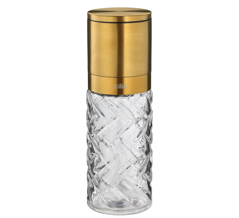 Cilio Cristallo Glass/Stainless Steel Salt or Pepper Mill, Gold, 2" by 6.7" H