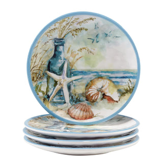 Certified International Coastal Landscape Canape Plate Set, 6-inch Diameter, Set of 4, For Everyday Use, Kitchen Accessories, Party Celebration