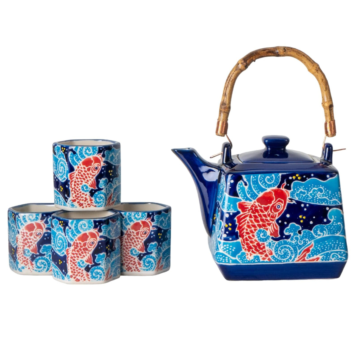 Urban Tokyo Teapot, 20 fl oz, Navy/red/white