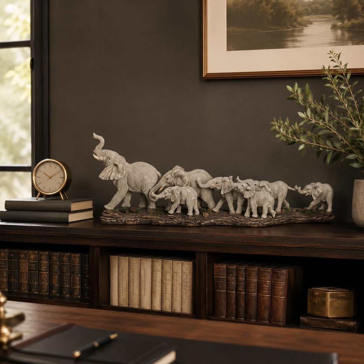 Comfy Hour 15.55 Inch Elephant Statue, Elephant Decor, Family Figurine
