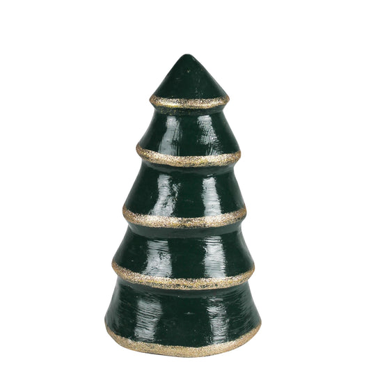 HomArt Small Paper Mache Christmas Tree, 8.5-inch Height, Green, Holiday Decor