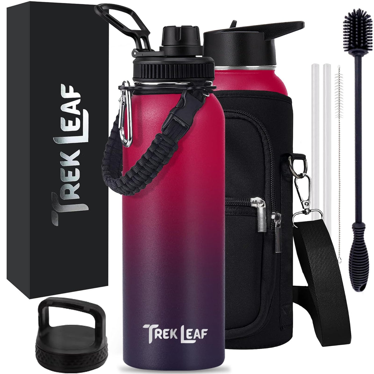 Trek Leaf Bottle, 40 Ounces, Mixed Berry
