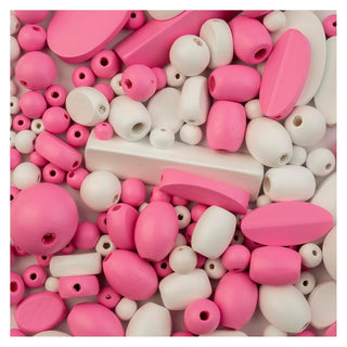 John Bead Craft Bead, Small to Medium, Pink and White