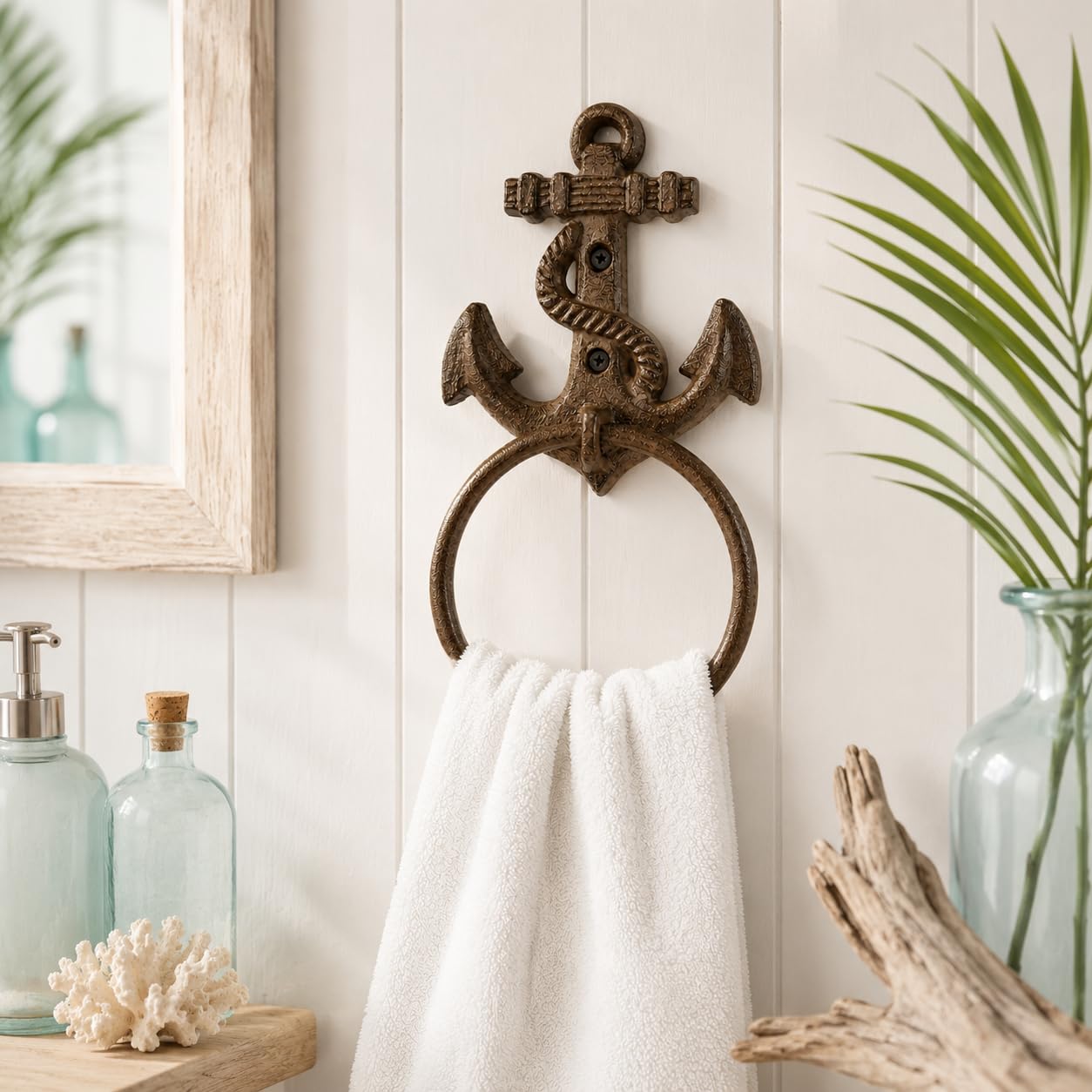 Comfy Hour 5.5 Inch Anchor Towel Ring, Nautical Towel Holder, Set of 1