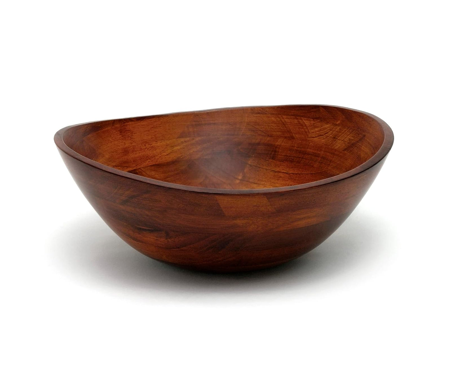 Lipper International 294 Cherry Finished Wavy Rim Serving Bowl for Fruits or Salads, Matte, Large, 13" x 12.5" x 5", Single Bowl