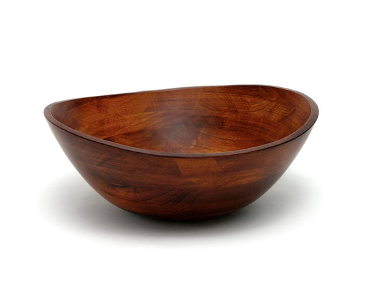 Lipper International 294 Cherry Finished Wavy Rim Serving Bowl for Fruits or Salads, Matte, Large, 13" x 12.5" x 5", Single Bowl