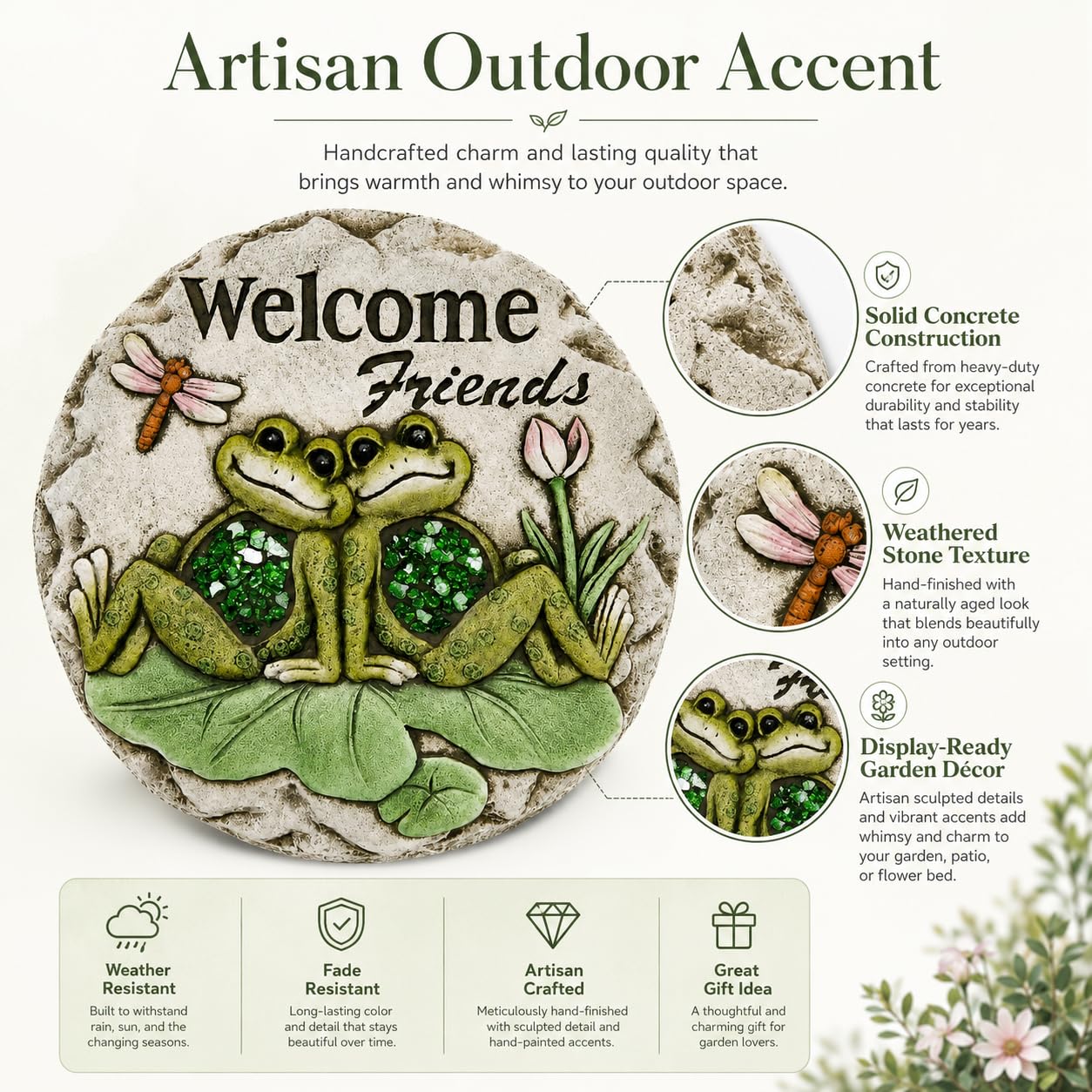 Comfy Hour 10" Frog Garden Stepping Stone