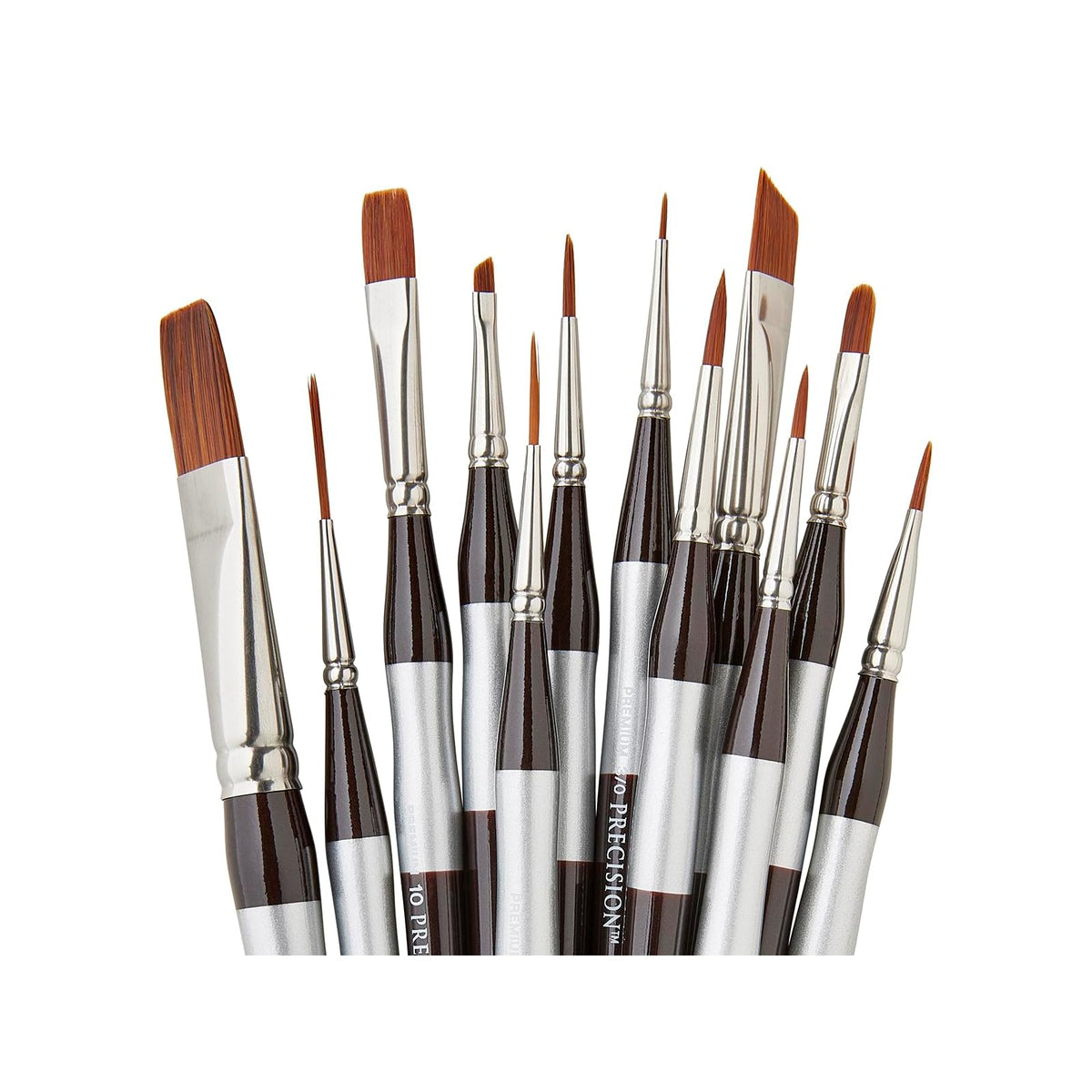 KINGART Paint Brush, 12 ea, Black,silver