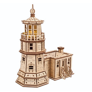 Ugears Split Rock Lighthouse, 3D Puzzle, 9.45-inch Height, Brown