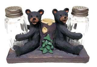 Lipco Black Bear Salt and Pepper Shaker Set with Toothpick Holder