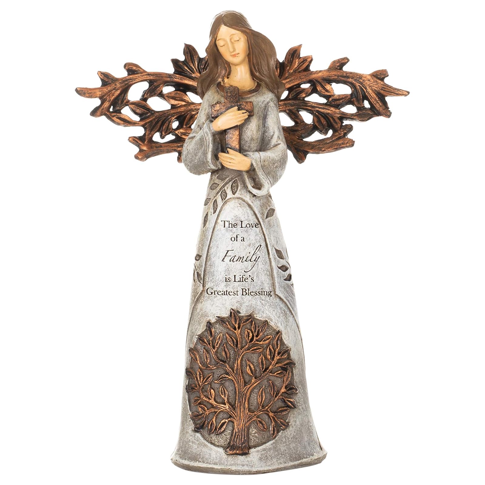 Roman Angel Holding Cross Figurine