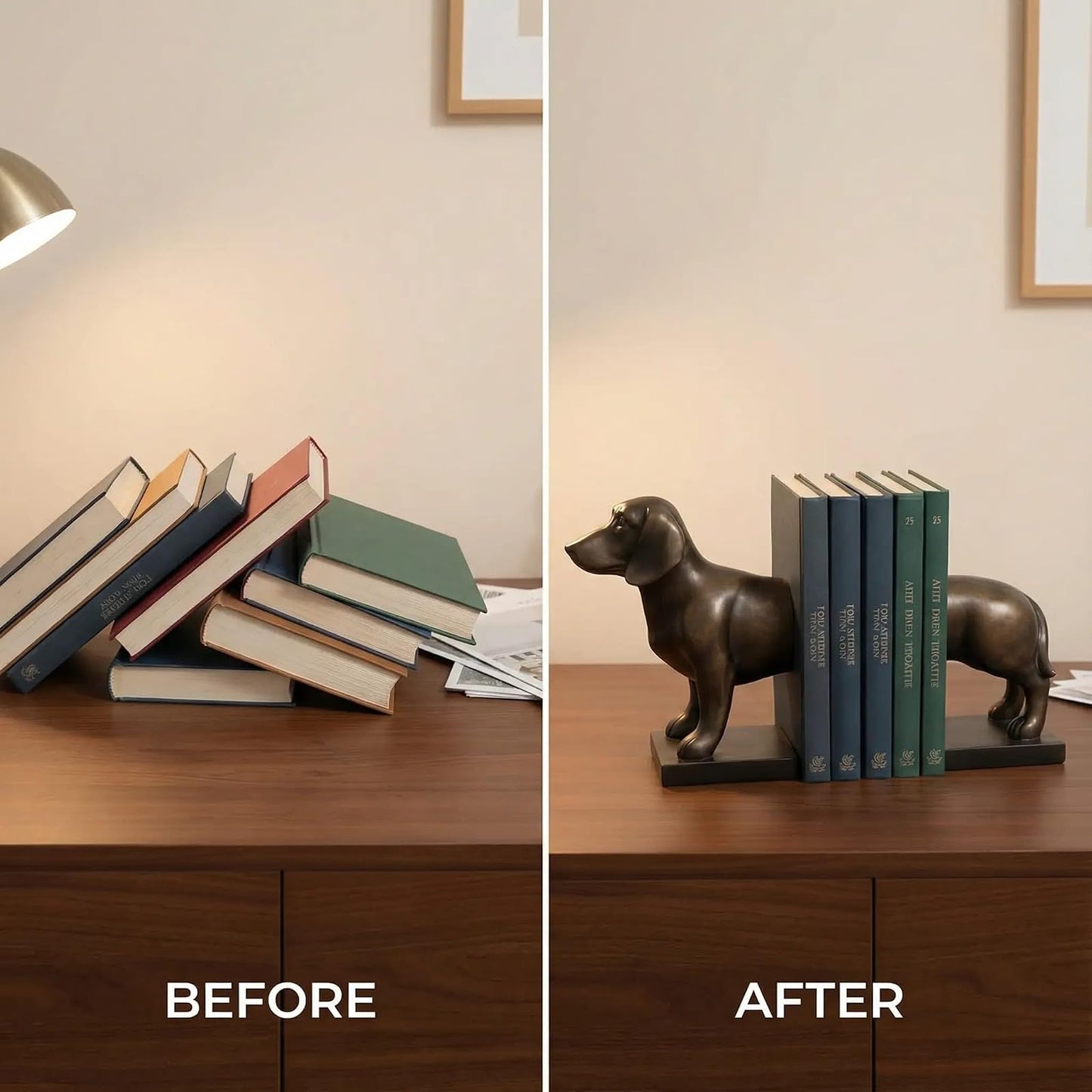 Comfy Hour Farmhouse Home Decor Collection 12" Length 9" Height Set of 2 Dachshund Dog Bookends Art Bookend, 1 Pair, Solid Heavy Weight, Polyresin