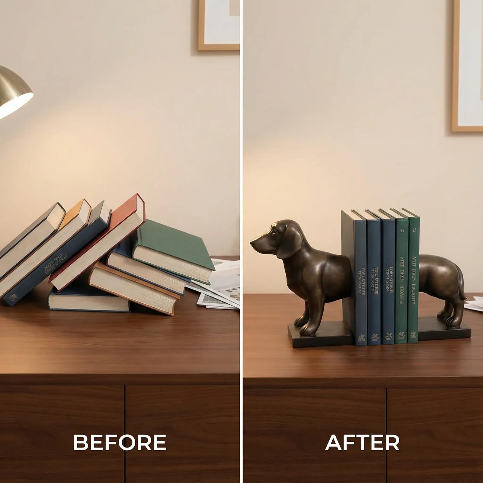 Comfy Hour Farmhouse Home Decor Collection 12" Length 9" Height Set of 2 Dachshund Dog Bookends Art Bookend, 1 Pair, Solid Heavy Weight, Polyresin