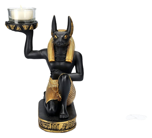 Pacific Trading Giftware Anubis Candle Holder, 7-inch Height, Resin, Table Decoration