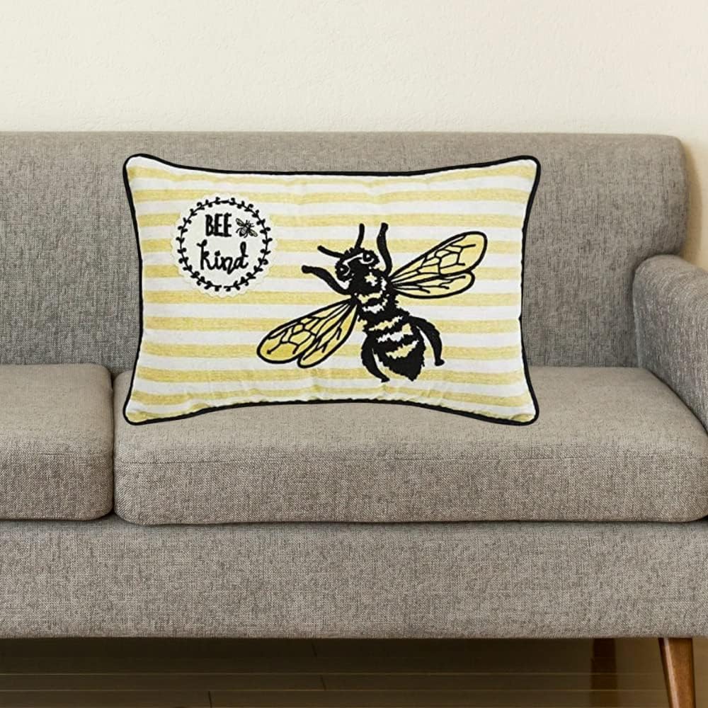 Comfy Hour Spring Is Here Collection Spring Bee Kind Accent Pillow Throw Pillow Decorative Cushion, 20"x13", Polyester