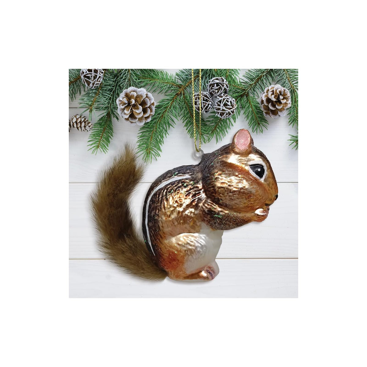 OrnamentallyYou Hanging Ornament, 3.7 x 1.9 x 3.3 inches, Chipmunk Glass