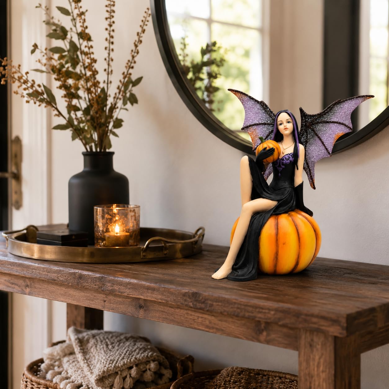 Comfy Hour 5.9 Inch Witch Fairy Figurine, Pumpkin Gothic Statue