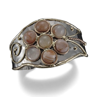ANJU JEWELRY Janya Collection Mixed Metal Cuff Bracelet - Agate Stones