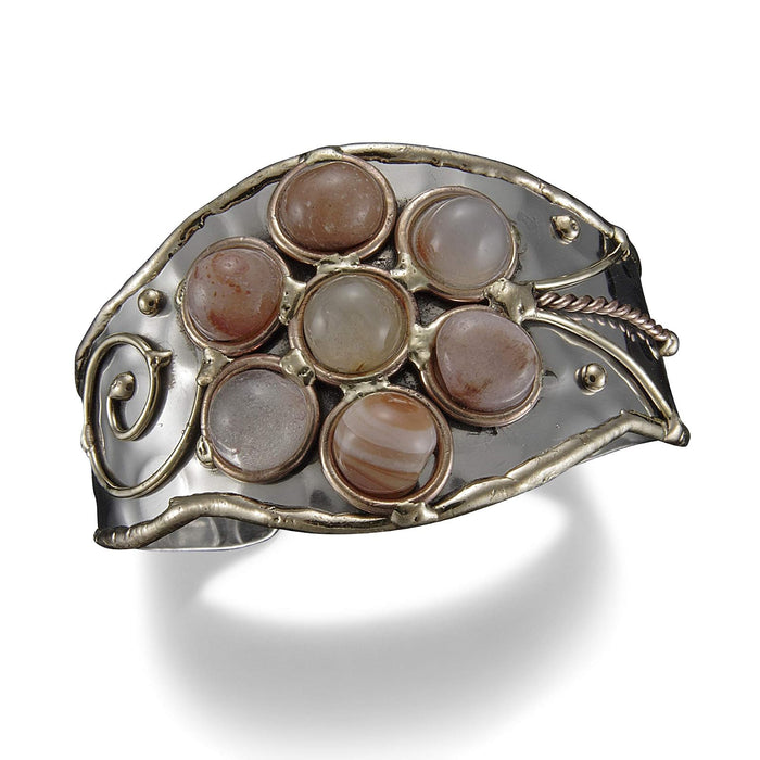 ANJU JEWELRY Janya Collection Mixed Metal Cuff Bracelet - Agate Stones