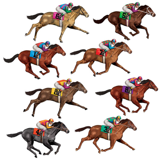 Beistle 8 Piece Printed Plastic Race Horse Prop Wall Decorations