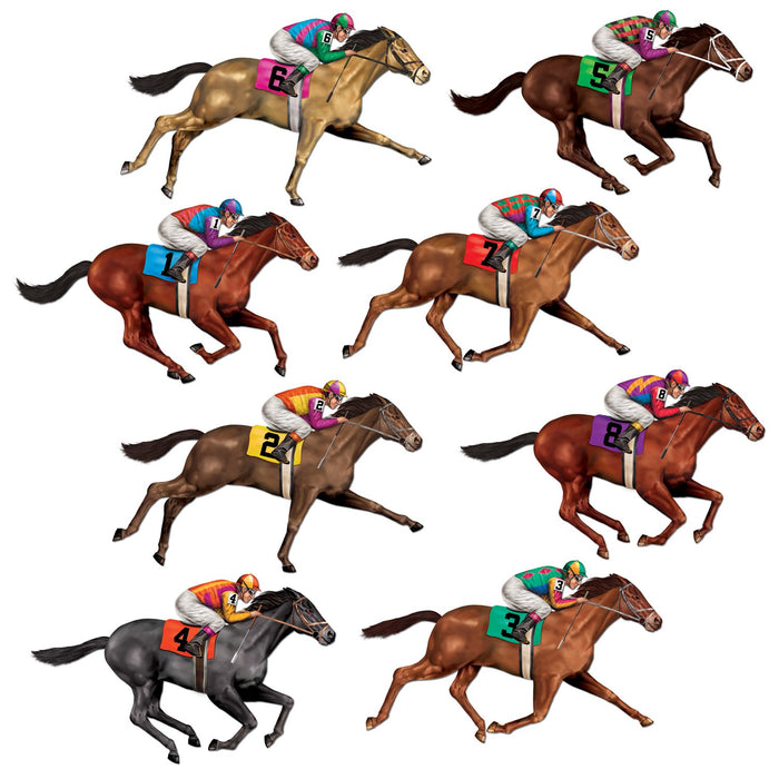 Beistle 8 Piece Printed Plastic Race Horse Prop Wall Decorations